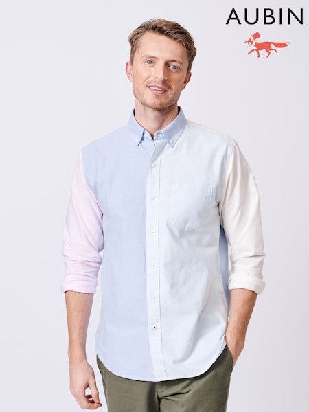 Aubin Blue Burwell Patchwork 100% Cotton Shirt (AL1896) | €126