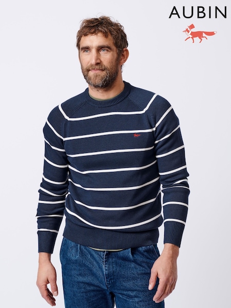 Aubin Blue Leverton Cotton Crew 100% Organic Cotton Jumper (AL1901) | R$ 880