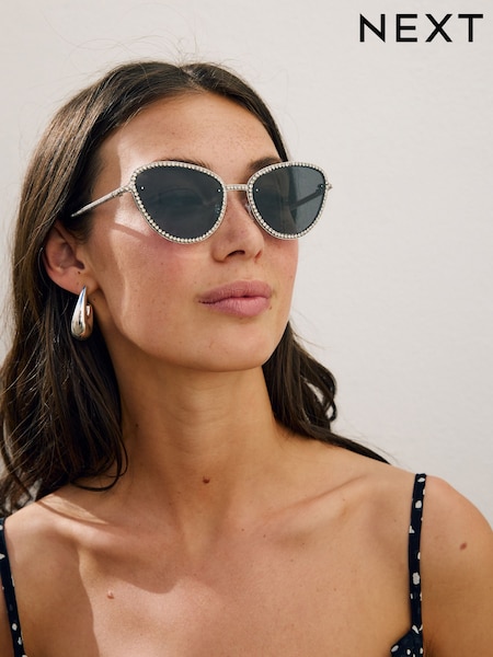 Silber - Sparkle Cat Eye Sunglasses (AL1917) | 36 €