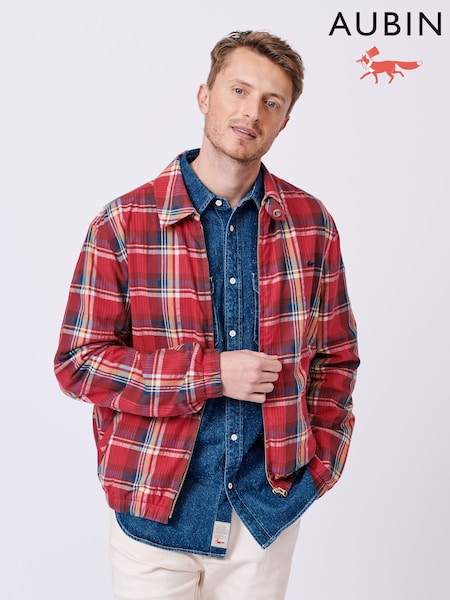 Aubin Red Langton Checked 100% Cotton Harrington Jacket (AL1926) | R$ 1,670