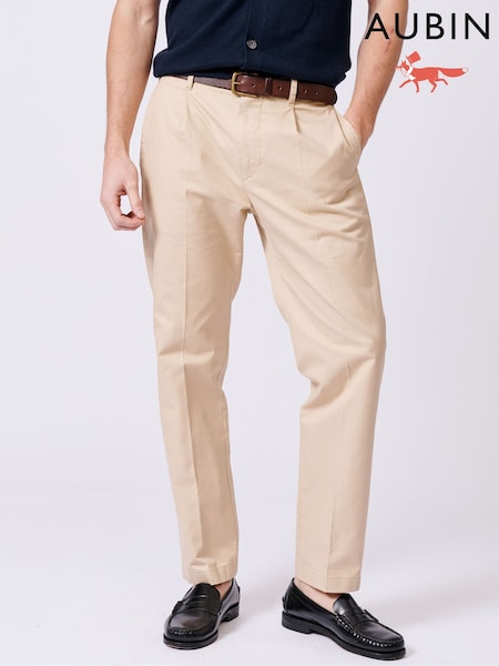 Aubin Stickney Relaxed Fit 100% Cotton Brown Trousers (AL1929) | €187