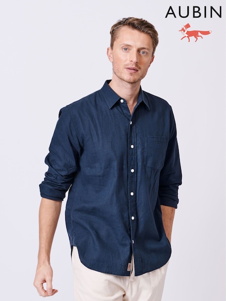 Aubin Blue Grainsby Linen Cotton Shirt (AL1931) | €134