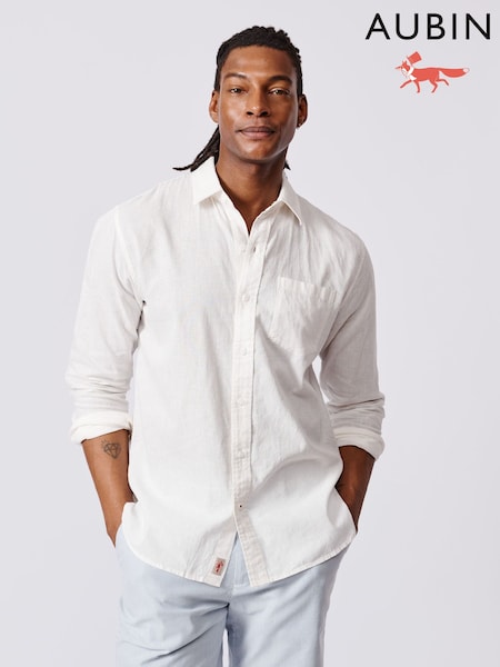 Aubin Blue Grainsby Linen Cotton Shirt (AL1941) | AED553