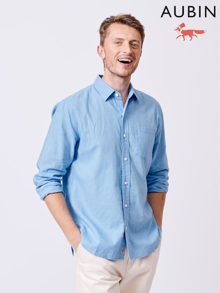 Aubin Blue Grainsby Linen Cotton Shirt (AL1944) | €126