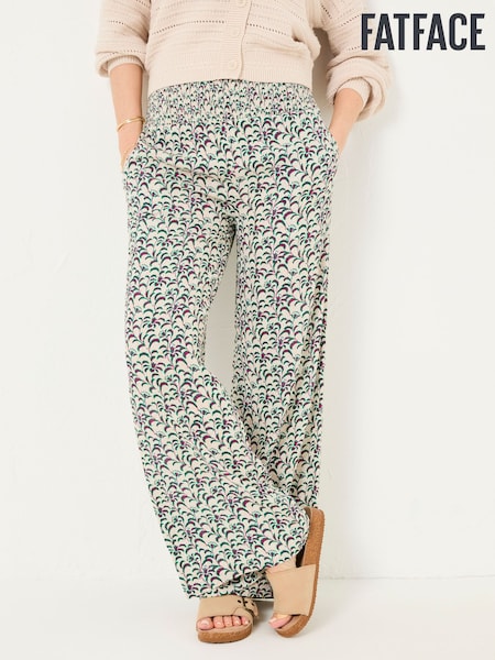 Multi Vine Floral Shirred Palazzo Trousers (AL2003) | AZN 148