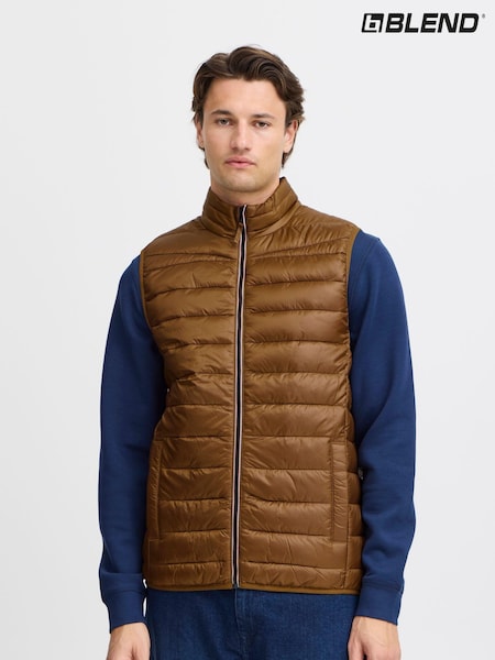 Blend Tan Brown Metallic Coated Gilet (AL2388) | €50