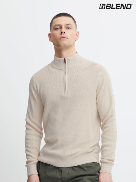 Blend Cream 100% Cotton Quarter Zip Knitted Sweat Jumper (AL2398) | €50