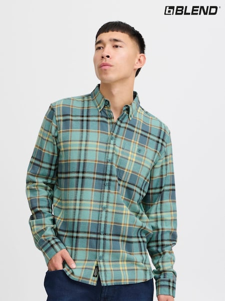 Albastru deschis - Blend 100% Cotton Carouri Mânecă lungă Cămăși (AL2425) | 156 LEI