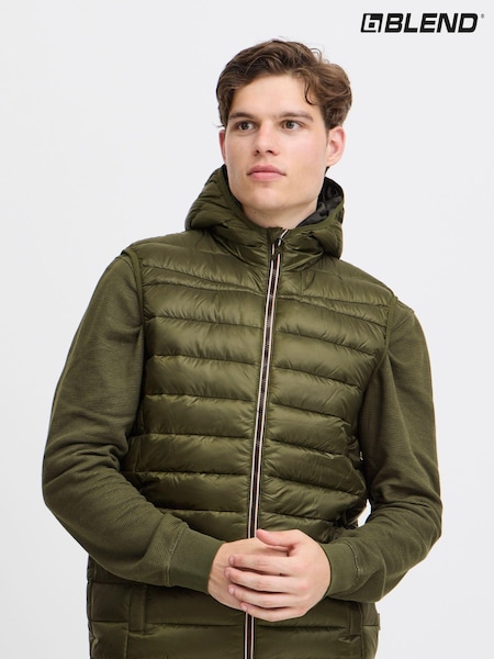 Blend Khaki Green Coat Hooded Gilet (AL2429) | €46