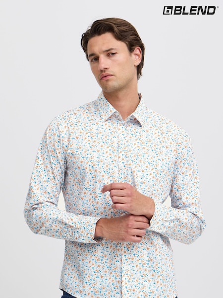 Blend White Floral Print Long Sleeve Shirt (AL2434) | kr441