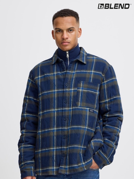 Azul - Blend Toffee Quilted Check 100% Cotton Overshirt (AL2436) | 99 €