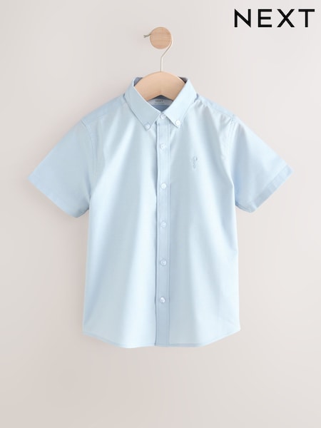 أزرق شاحب - Short Sleeve Cotton Rich Oxford Shirt (3-16yrs) (AL2464) | ‏51 د.إ.‏ - ‏ 76‏ د.إ.