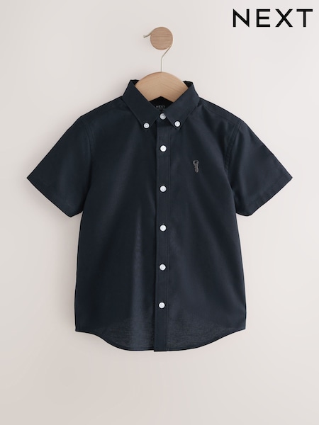 Dunkelmarineblau - Kurzärmeliges Oxford-Hemd mit hohem Baumwollanteil (3–16 J.) (AL2466) | 16 € - 23 €