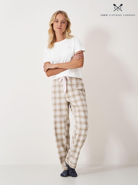 Crew Clothing Company Natural Jersey And Flannel 100% Cotton Pyjamas Set (AL2491) | R$ 585