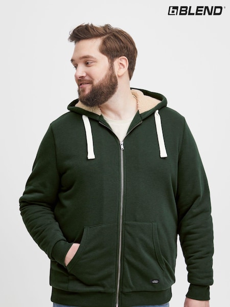 Blend Big & Tall Green Fleece Lined Hooded Sweater (AL2495) | ₪251