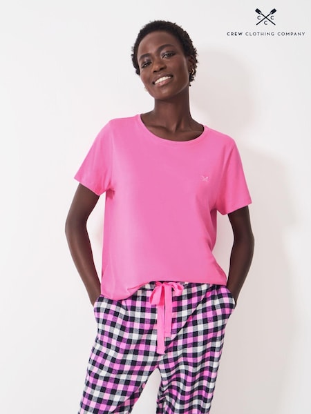 Crew Clothing Company Pink Jersey And Flannel 100% Cotton Pyjamas Set (AL2497) | €75