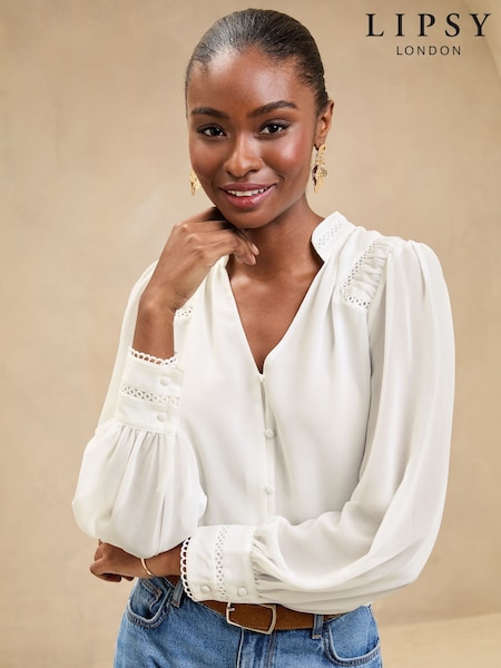 Lipsy Trim Insert Button Through Blouse (AL2502) | 203 LEI