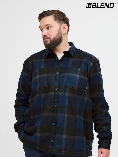 Blend Big & Tall Fleece Check Overshirt (AL2508) | 146 LEI