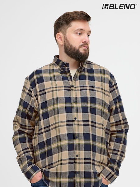 Blend Big & Tall Blue Check Long Sleeve 100% Cotton Shirt (AL2509) | €20