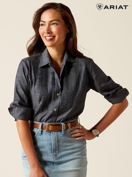 Ariat Blue Oban Pleated Long Sleave Shirt (AL2555) | 66 €