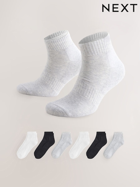 Black/White/Grey Essential Mid Trainer Socks 6 Pack (AL2630) | €16