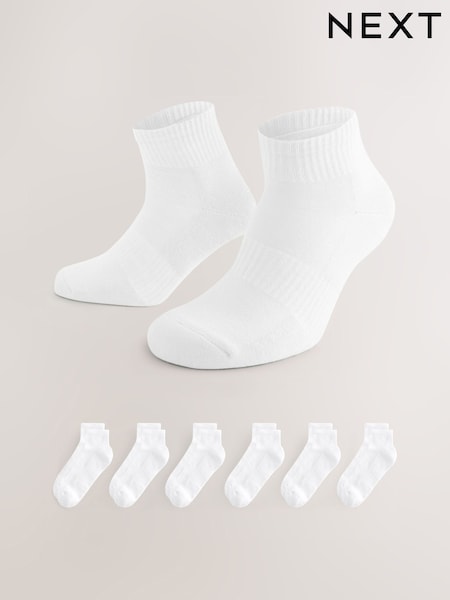 White Essential Mid Trainer Socks 6 Pack (AL2631) | €16