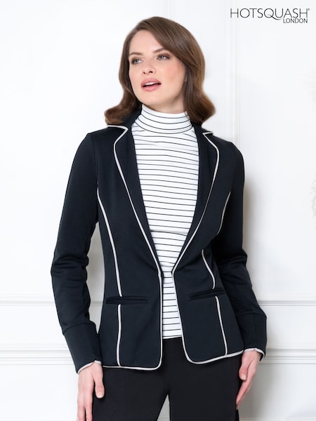črna - Hot Squash Piping Detail Black Jacket