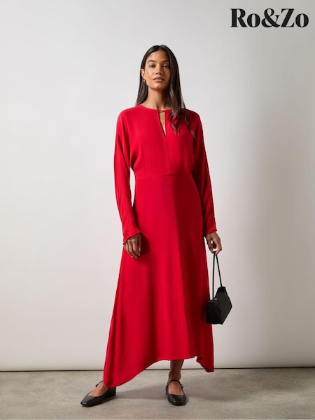 Ro&Zo Crepe Keyhole Midi Dress (AL2696) | 498 LEI