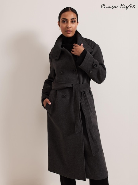 Phase Eight Grey Petite Paloma Funnel Neck Coat (AL2740) | €102