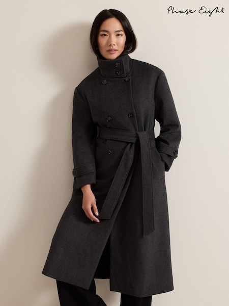 Phase Eight Grey Paloma Funnel Neck Coat (AL2781) | €159