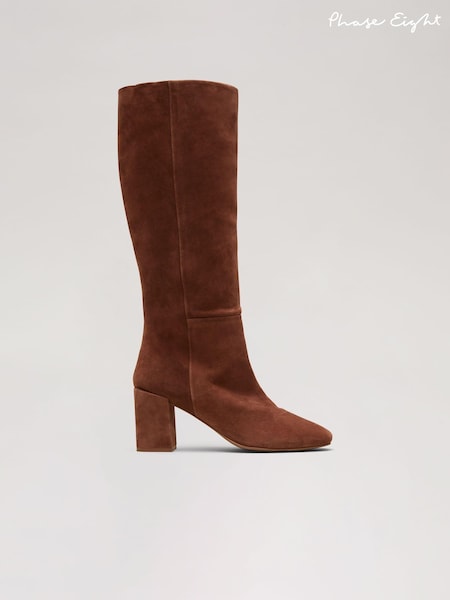 Phase Eight Natural Tan Suede Knee Boots (AL2798) | AED521