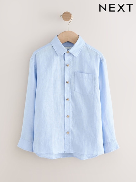 Blue Long Sleeve 100% Linen Shirt (3-16yrs) (AL2903) | 99 QAR - 124 QAR