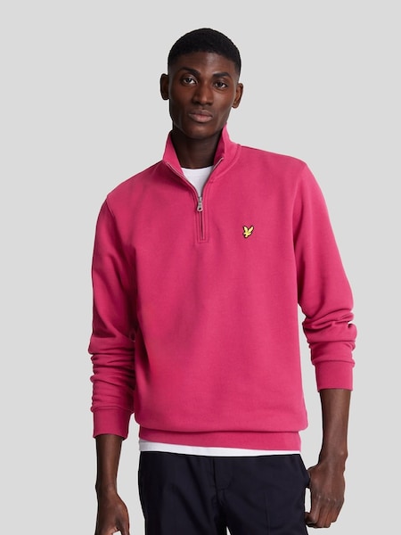 Lyle & Scott Pink 100% Cotton Loopback Quarter Zip Sweatshirt (AL3016) | €61