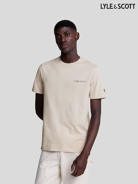 Lyle & Scott Cream Embroidered 100% Cotton T-Shirt (AL3039) | 173 QAR