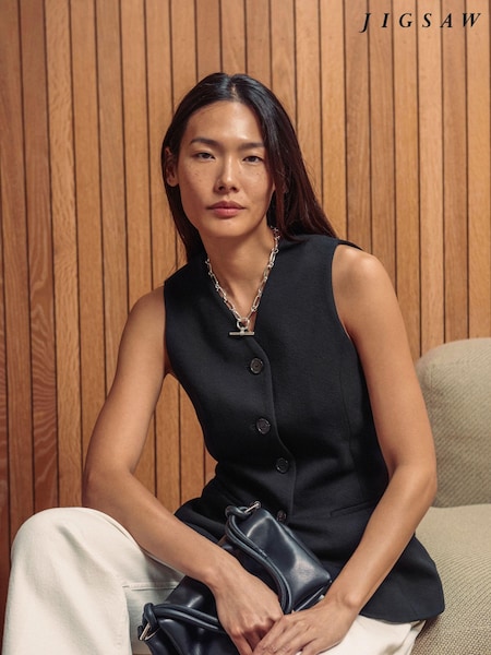 Jigsaw Black Crepe Jersey Waistcoat (AL3076) | €89