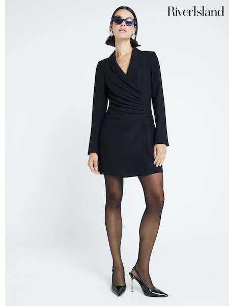 River Island Black Ruched Blazer Dress (AL3141) | €51