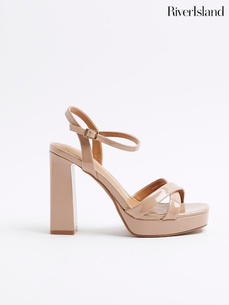 River Island Pink Strap Vamp Platform Sandals (AL3169) | AED221