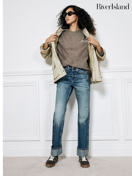 River Island 100% Cotton High Rise Stretch Straight Jeans (AL3190) | 287 LEI