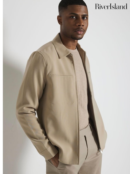 River Island Natural Smart Ponti Shacket (AL3362) | AED145