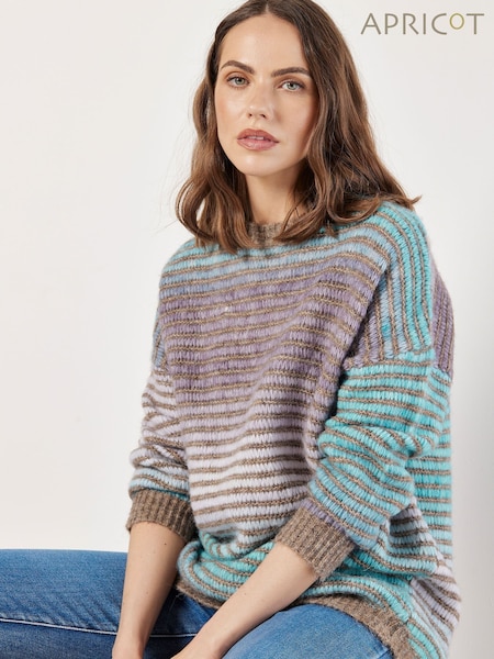 Apricot Blue Multicol Yarn Stripe Jumper (AL3366) | €50