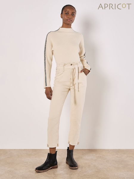 Apricot Natural Blanket Stitch Ribbed Jumper (AL3369) | €50
