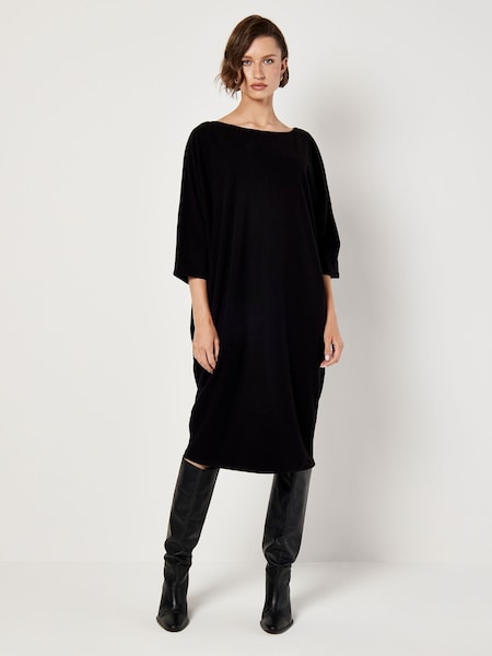 Apricot Black Bonded Rib Cocoon Dress (AL3378) | €50
