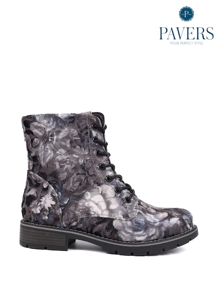 Pavers Grey Ladies Lace Up Ankle Boots (AL3397) | AED262