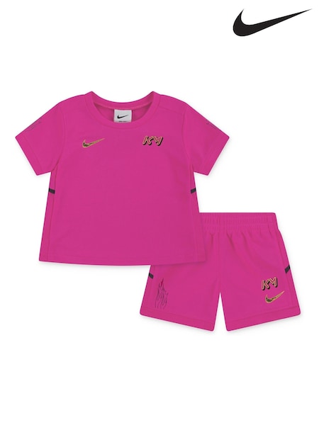 Nike Pink Little Kids Kyllian Mbappe Academy Football T-Shirt and Shorts Set (AL3408) | €51