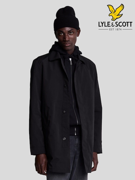 Lyle & Scott Black Tonal Eagle Mid-Length Car Coat (AL3474) | R$ 1.480