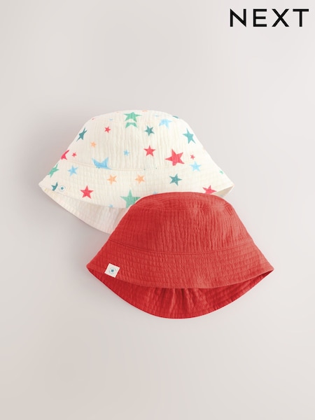 Red And Star Print - Baby Bucket Hats 2 Pack (0mths-2yrs) (AL3844) | 17 €