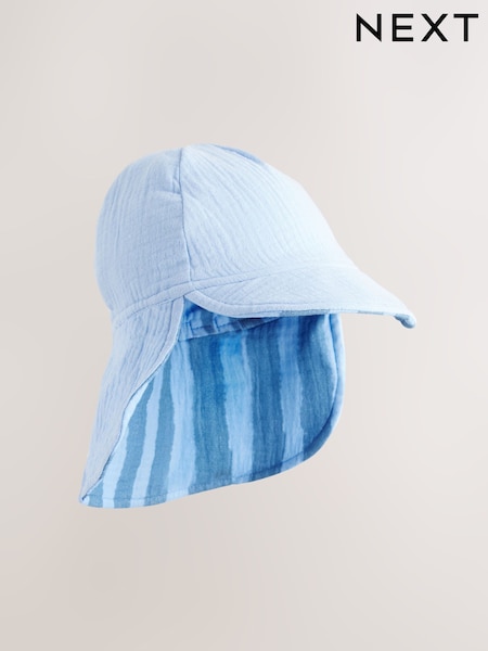 Blue Stripe 100% Cotton Baby Legionnaire Hat (0mths-2yrs) (AL3848) | $12