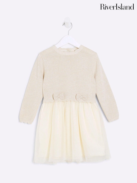 River Island Cream Girls Mesh Tutu 100% Cotton Dress (AL3879) | €20