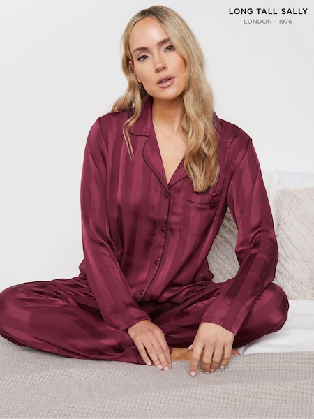 Long Tall Sally Purple Jacquard Stripe Satin Pyjamas Set (AL4024) | 178 QAR