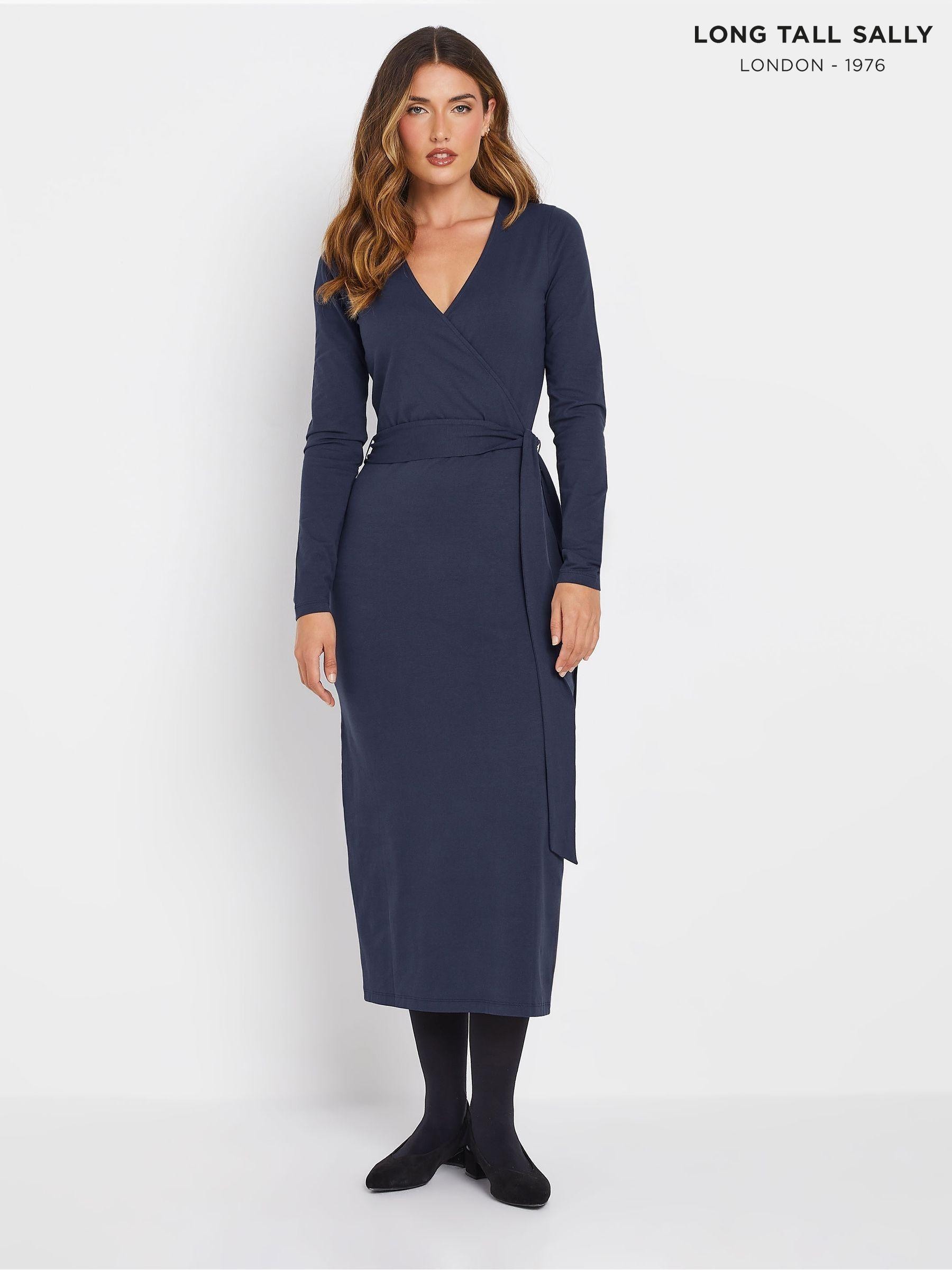 Navy blue wrap maxi dress hotsell